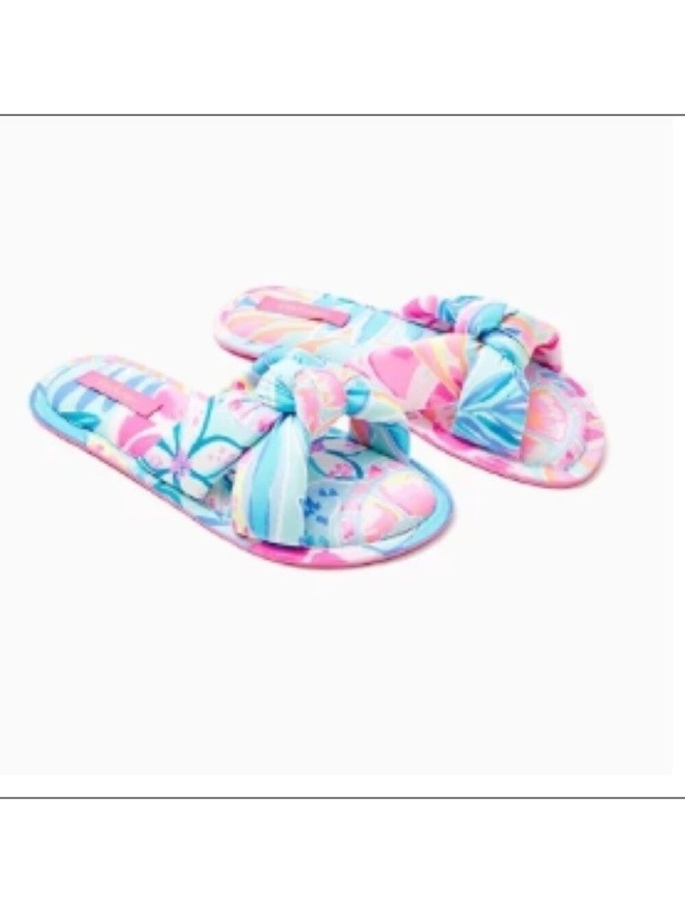 NWT Lilly Pulitzer L/XL Pool Slipper Sea Glass Aqua Rainforest Retreat